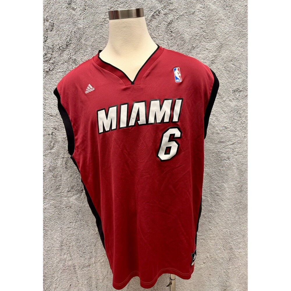 Vintage Y2K Adidas NBA Miami‎ Heat #6 James Jersey Red Men’s Size XXL